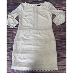 Banana Republic Dress Women’s Size 6 Ivory Blush Black Polka Dot Shift Ruffle